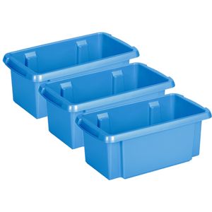 Sunware Opslagbox - 3 stuks - kunststof 7 liter blauw 38 x 21 x 14 cm