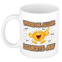 Cadeau mok/beker - Voor de aller leukste juf - wit - 300 ml