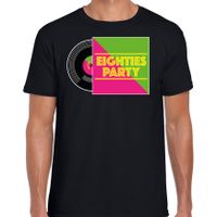 Disco verkleed T-shirt voor heren - 80s party - zwart - jaren 80 feest - carnaval
