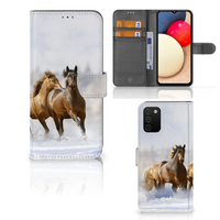Samsung Galaxy A03s Telefoonhoesje met Pasjes Paarden - thumbnail