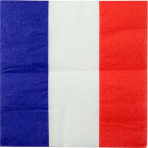 Frankrijk landen thema servetten - 20x - blauw/wit/rood - 3-laags papier - 33 x 33 cm