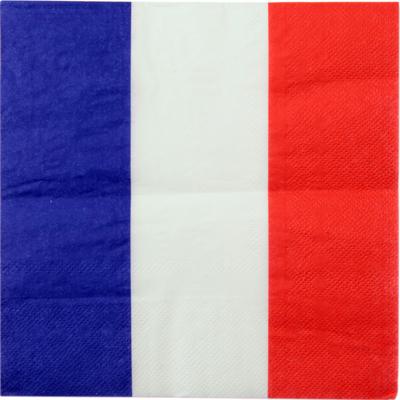 Frankrijk landen thema servetten - 20x - blauw/wit/rood - 3-laags papier - 33 x 33 cm