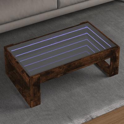 Salontafel met Infinity LED 90x53x30 cm gerookt eikenkleurig