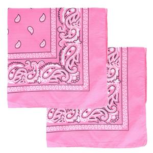 Bandana - 2x - roze - boeren zakdoek - dames/heren - vierkant - cowboy verkleedkleding