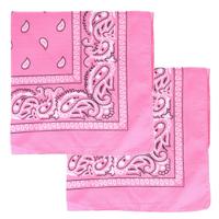 Bandana - 2x - roze - boeren zakdoek - dames/heren - vierkant - cowboy verkleedkleding - thumbnail