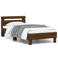 Bedframe met hoofdbord en LED bruin eikenkleur 75x190 cm