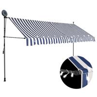 VidaXL Luifel handmatig uitschuifbaar met LED 350 cm blauw en wit - thumbnail