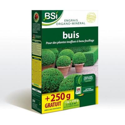 Buxusmeststof - BSI - Biologisch - Sprankelend, donkergroen blad - Langdurige werking - 1Kg + 250g gratis - Tot 12,5 m²