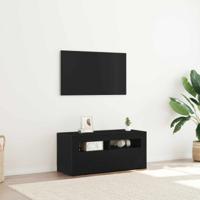 TV-kast Zwart Eiken 90 x 35 x 40 cm Bewerkt hout