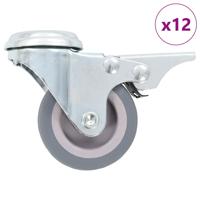 12 st Zwenkwielen met boutgaten 50 mm