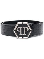 Philipp Plein ceinture à boucle logo - Noir - thumbnail