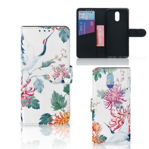 Nokia 2.3 Telefoonhoesje met Pasjes Bird Flowers