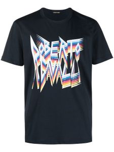 Roberto Cavalli t-shirt à logo graffiti imprimé - Bleu