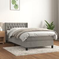 Boxspring met matras fluweel lichtgrijs 100x200 cm