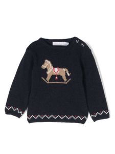 Patachou pull à motif cheval en intarsia - Bleu