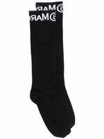 MM6 Maison Margiela Kids chaussettes à bande logo - Noir