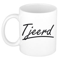 Naam cadeau mok / beker Tjeerd met sierlijke letters 300 ml