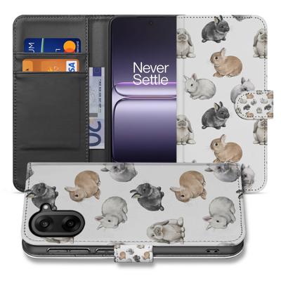Konijntjes Book Case Hoesje Voor OnePlus Nord CE 5 In Wit Pu Leer Met Pasjeshouder En Bescherming