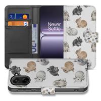 Konijntjes Book Case Hoesje Voor OnePlus Nord CE 5 In Wit Pu Leer Met Pasjeshouder En Bescherming
