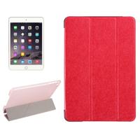 Zijde textuur horizontale Flip lederen draagtas met drie-opvouwbare houder voor iPad mini 2019 (rood)