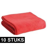 Fleece deken/plaid - 10x - rood - 120 x 150 cm - Polyester fleece - 180 gram - lekker warm kleedje