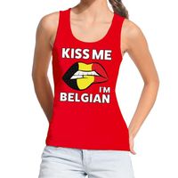 Kiss me I am Belgian tanktop / mouwloos shirt rood dames XL  - - thumbnail