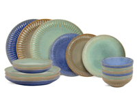 Cookinglife Serviesset Aqua Maris 18-delig / 6 personen - 6 dinerborden, 6 ontbijtborden en 6 kommen
