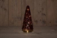 B.O.T. Tree Glass 13X28,5 cm Burgundy With Golden Base 10Led - Annas collection
