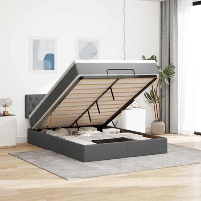 Bed met matras 140x190 cm stof donkergrijs