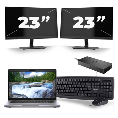 Dell Latitude 5411 - Intel Core i5-10e Generatie - 14 inch - 16GB RAM - 256GB SSD - Windows 11 + 2x 23 inch Monitor