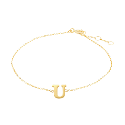 Minimalistische letter armband - 14K GOUD - Goud - U