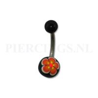 Navelpiercing handgeschilderd oranje bloem Navelpiercing handgeschilderd oranje bloem