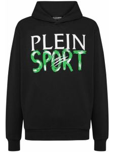 Plein Sport hoodie en coton mélangé à logo imprimé - Noir