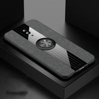Voor OPPO Reno XINLI stiksels doek Textue schokbestendig TPU beschermhoes met ring houder (grijs)