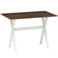 Eettafel Houten Tafel met X-vormig Frame voor Kleine Ruimtes Accent Bijzettafel met Houtnerf Textuur Tafelblad Noten