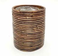 Bloempot Rond Rotan Stripe D14H18Cm Brons - Van der leeden
