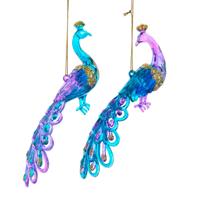 Ornament plastic paars pauw l8cm - Kurt s adler