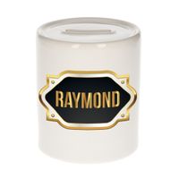 Naam cadeau spaarpot Raymond met gouden embleem