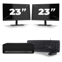 HP EliteDesk 800 G6 USFF - Intel Core i3-10e Generatie - 8GB RAM - 256GB SSD - Windows 11 + 2x 23 inch Monitor