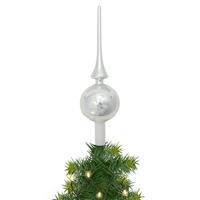 Luxe glazen piek zilver met sneeuwvlok 28 cm kerstpieken