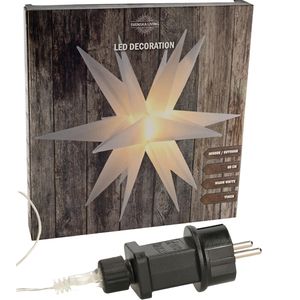 Verlichte kunststof kerstster lampion wit 35 cm op stroom - binnen/buiten   -