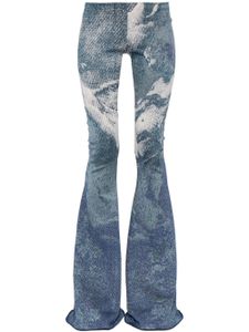 Roberto Cavalli pantalon évasé à motif en jacquard - Bleu