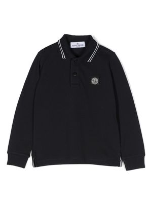 Stone Island Junior polo à patch logo - Bleu
