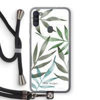 Tropical watercolor leaves: Samsung Galaxy A11 Transparant Hoesje met koord - thumbnail