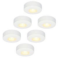 HOFTRONIC™ Set van 6 LED Opbouwspots Pavo wit 3 Watt 2700K 300lm Ultra dun 23 mm