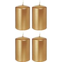 Cilinderkaarsen/stompkaarsen - set 16x - goud - 5 x 8 cm - 18 branduren