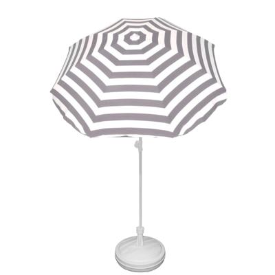 Parasol met voet - grijs/wit gestreept - polyester/kunststof - 180 cm - verstelbaar
