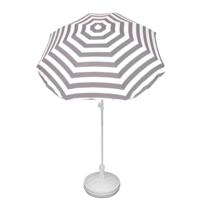 Parasol met voet - grijs/wit gestreept - polyester/kunststof - 180 cm - verstelbaar