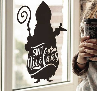 Sint Nicolaas silhouet zelfklevende raamsticker