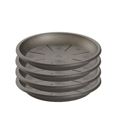 Set van 4x stuks water opvangschaal bakje Planten/bloempot antraciet grijs rond 24 cm
